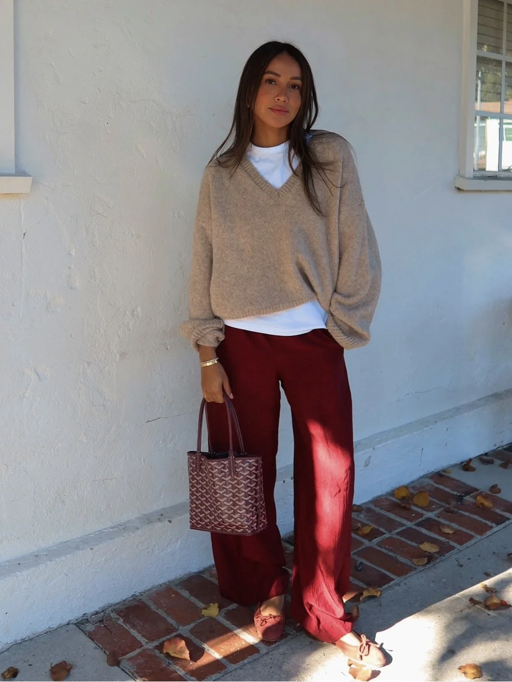 NWT SINCERELY JULES SILK PANTS IN DARK BROWN
